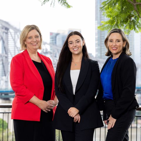 Liz Catton, Ebony Barrett and Angela Tondelstrand from Catton & Tondelstrand Family Lawyers at the firm's Brisbane office overlooking the Brisbane River.